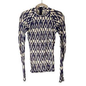 J. Crew Womens Rash Guard Long Sleeve Top White & Blue Size XS